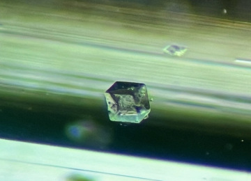 Calcite-rhomb-in-a-Colombian-emerald